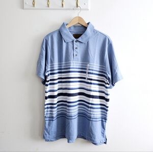 Big Sky Outfitters Polo Shirt Mens L Blue Striped Short Sleeve NWT Cotton Blend